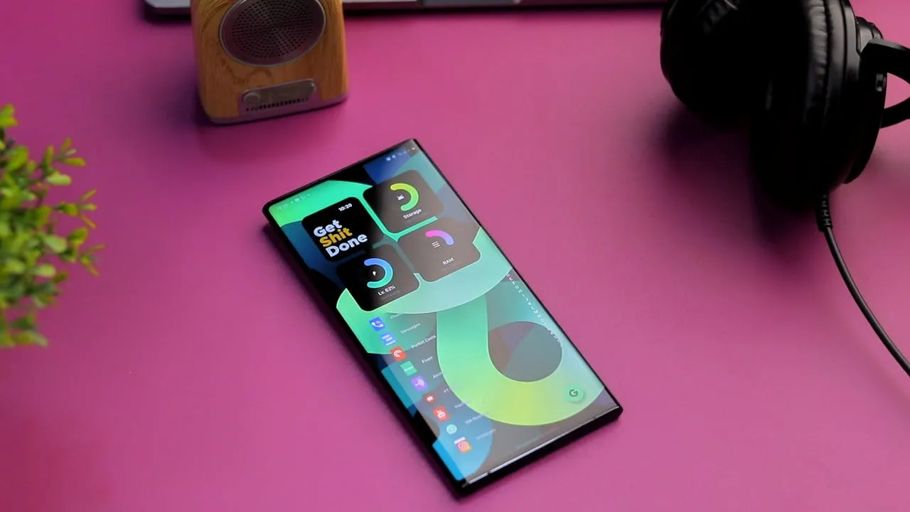 Smartphone on Pink Surface